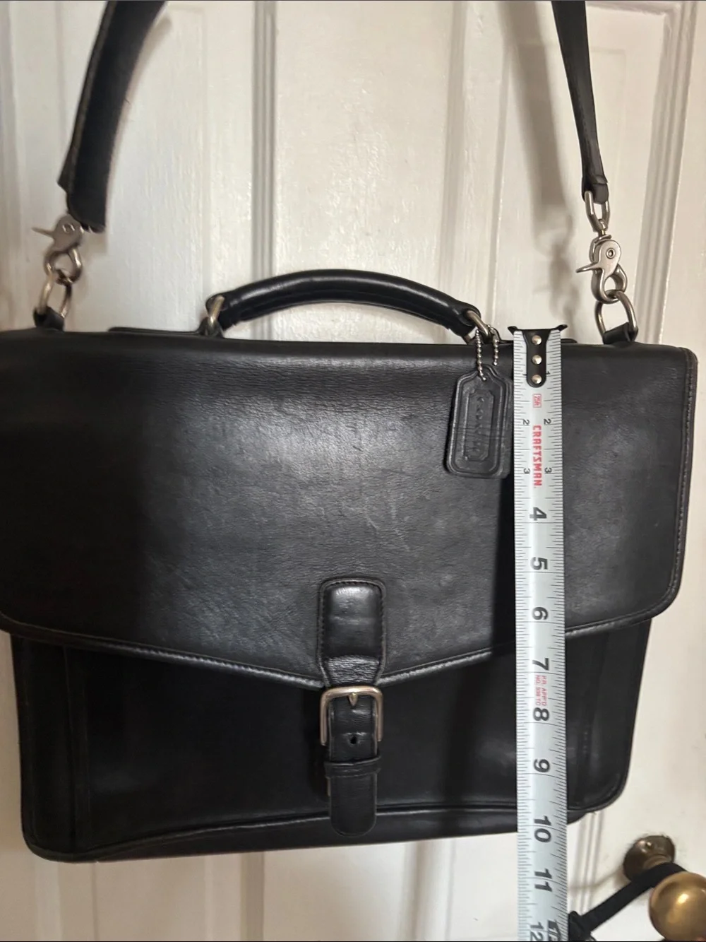 Vintage Coach Black Leather Briefcase Laptop Work Shoulder Bag